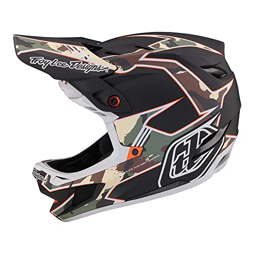 Troy Lee Designs Downhill D4 Composite Matrix Camo Full Face Mountain Bike Helmet for Max Ventilation Lightweight MIPS EPP EPS Racing Downhill BMX MTB DH - Adult Mens Womens Unisex (Army Green, MD)