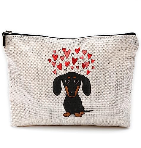 NEGIGA Dachshund Makeup Bag,Dachshund Cosmetic Bag,Dachshund Makeup Travel Toiletry Bag,Dachshund Mom Gifts,Dachshund Lover Gifts,Dachshund Gifts for women,Valentine Gifts