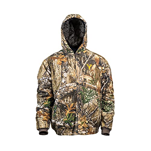 HOT SHOT Youth Insulated Twill Camo Hunting Jacket, Realtree Edge Camo with Cotton Shell, for cold weather, bird and deer hunting, X-Large