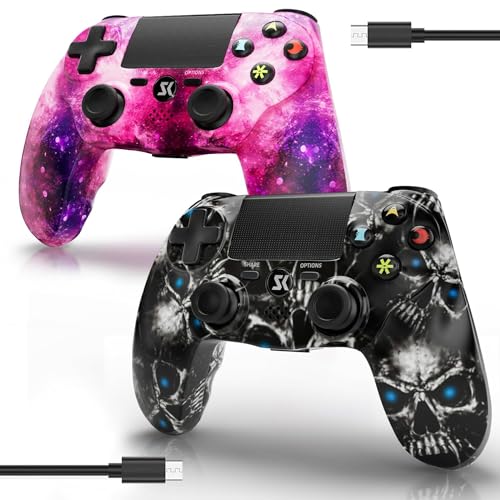 2 Pack Wireless Controller for PS4, Controller for Sony PlayStation 4, Double Shock 6-Axis Motion Sensor, Sensitive Touch Pad, Built-in Speaker & 3.5mm Headset Jack, Compatible with PS4/Pro/Slim