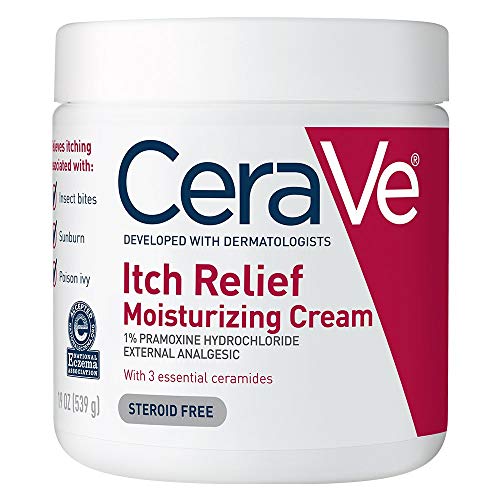 CeraVe Moisturizing Cream for Itch Relief | Anti Itch Cream with Pramoxine Hydrochloride | Relieves Itchy with Minor Skin Irritations, Sunburn Relief, Bug Bites | Fragrance Free | 19 Ounce