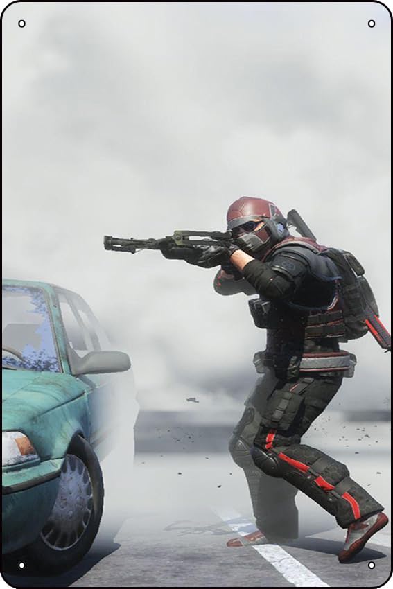 Masked Player Shooting H1Z1 Battle Royale Game Vintage Tin Sign Poster Wall Art Decor Public Sign Metal Tin Sign 8x12 Inches