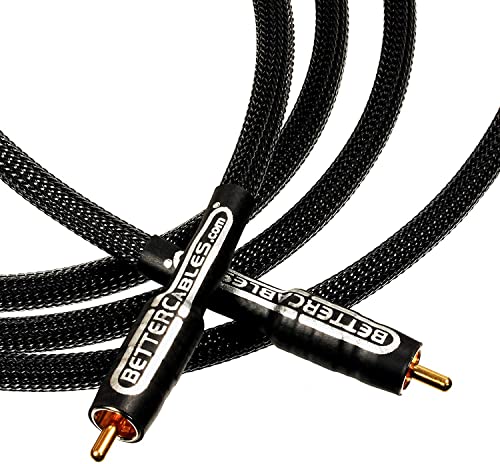 Better Cables BETTERCABLES.COM Silver Serpent Carbon Edition Low Frequency Subwoofer Audio Interconnect Cable - High-End, High-Performance, Premium Hi-Fi Audio - 10 Feet