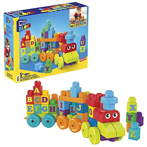 MEGA BLOKS Fisher-Price ABC Blocks Building Toy, ABC Learning Train with 60 Pieces for Toddlers, Toy Ideas for Kids Age 1+ Years (Amazon Exclusive)