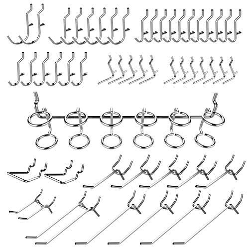 Hiltex 53106 Pegboard Hook Assortment Set, 50 Piece Heavy Duty, Pegboard Hooks for Tools, Garage & Workshops Hooks and Holders, Accessories for Craft Room, Wall Storage Shelving Peg Hooks