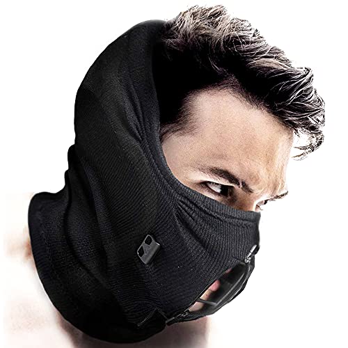 Naroo Z9H - Premium Zip-up Air Control Anti-Fog 3D Chamber Half Balaclava Mask Neck Warmer for Winter Skiing Snowboarding (Black)
