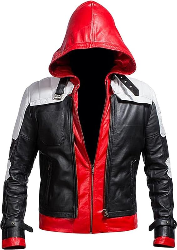 Speedy Trend Arkham Knight Costume - Red Hood Jacket - Green Arrow Jacket With Removable Hood - Motorcycle Cosplay Costume