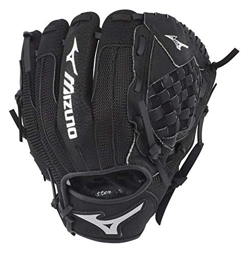 Mizuno GPP1000Y3 Youth (Ages 3-6) Prospect Series PowerClose Baseball Gloves, 10', Right Hand Throw, Black Tartan Flex Web
