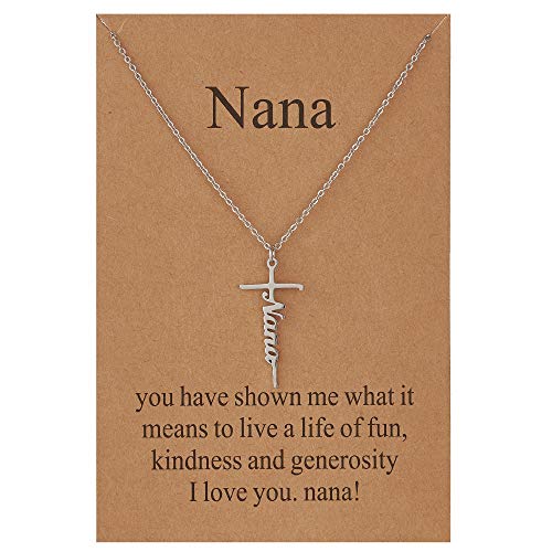 Lcherry Gifts for Nana Nana Necklace for Women Nana Cross Necklace for Women Nana Gifts from Grandkids Religious Jewelry for Women