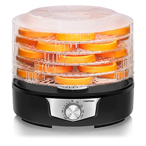 Chefman 5-Tray Food Dehydrator, 11.4-Inch Transparent Trays, Adjustable Temperature Control, Create Dried Snacks For The Family, Prepare Fruits, Jerky, Vegetables, Meats, & Herbs