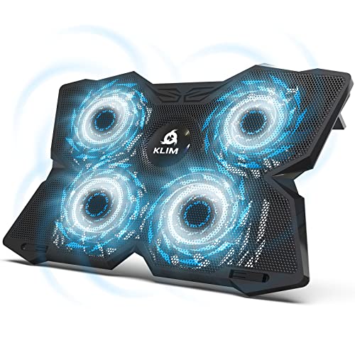 KLIM Wind Laptop Cooling Pad - More Than 500,000 Units Sold - New 2023 - Powerful Rapid Action Laptop Cooler - Laptop Stand with 4 Cooling Fans - 2 USB Ports - PC Mac PS5 PS4 Xbox One - Diamond