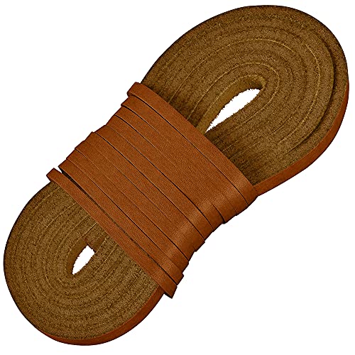 TOFL Leather Boot Laces|1/8 Inch Thick 72 Inches Long|2 Leather Strips [1 Pair]|Tan