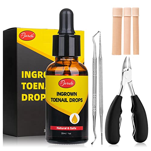 Pjordo Ingrown Toenail Removal Kit - 30ml/1oz Ingrown Toenail Drops Toenail Softener with 3 Gel Toe Tubes, Nail Clipper, Ingrown Toenail File Lifter, Ingrown Toenail Corrector Drops