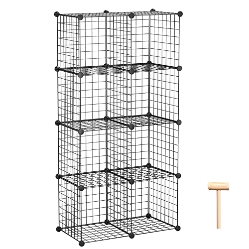 C&AHOME Wire Cube Storage, 8-Cube Organizer Metal C Grids Storage, Storage Bins Shelving, Modular Book Shelf, DIY Closet Cabinet Ideal for Living Room, Home, Office 24.8' L x 12.4' W x 48.4' H Black