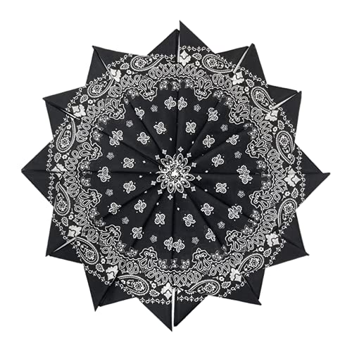 HankieWorld Bandanas 6&12 Pack Cotton 22inch Unisex Cowboy Kerchiefs(Black-12 pack)