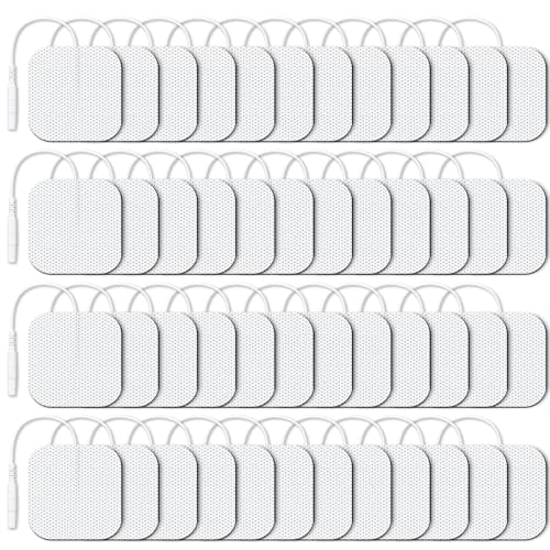 AUVON TENS Unit Electrode Pads 2'x2' 48 Pcs Value Pack, Reusable Latex-Free TENS Unit Pads with Upgraded Self-Adhesion, Non-Irritating Replacement Pads Compatible with TENS 7000, Etekcity, Nicwell