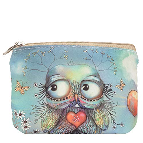 Women and Girls Cute Fashion Coin Purse Wallet Bag Change Pouch Key Holder (Balloon Owl)