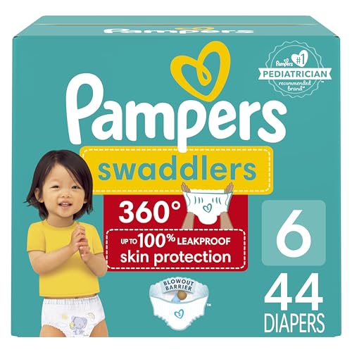 Pampers Swaddlers 360 Pull-On Diapers, Size 6, 44 Count for up to 100% Leakproof Skin Protection and Easy Changes