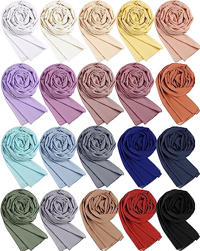Mepase 20 Pack Chiffon Hijab Head Scarves for Women Soft Hijab Long Scarf Wrap for Muslim Women Lightweight, 20 Colors