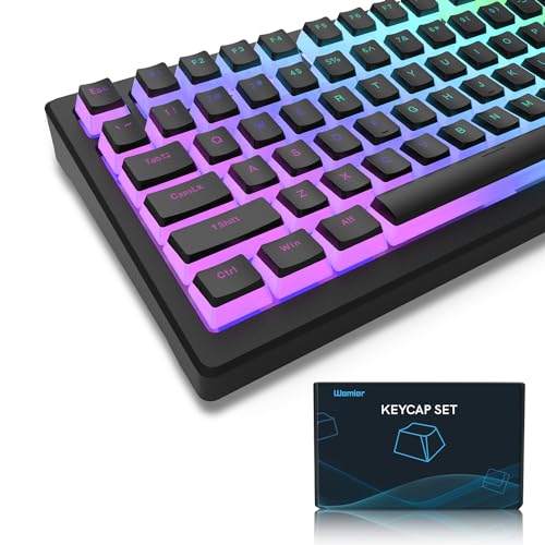Womier Pudding Keycaps, PBT Keycaps 165 Keys Set Custom Keycap Set, Shine Through Keycaps OEM Profile, Universal Compatiability for 100%, 75%, 65%, 60% Keyboard-Black