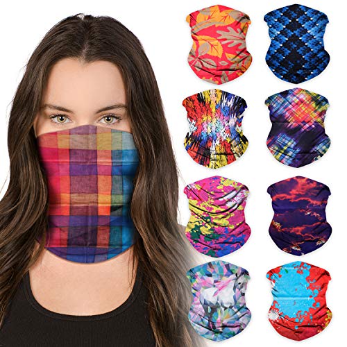 SoJourner Bags Neck Gaiter Face Mask Bandana (9 Pack) - Neck Gators Face Coverings for Men & Women I Neck Gator Masks