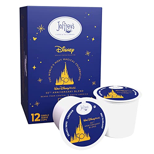 Joffrey's Coffee & Tea Company Walt Disney World's 50th Anniversary Blend, Disney Specialty, Artisan Dark Roast, Arabica Coffee Beans, Subtle Fruity Flavors, Keurig 2.0 Compatible (12 Count)
