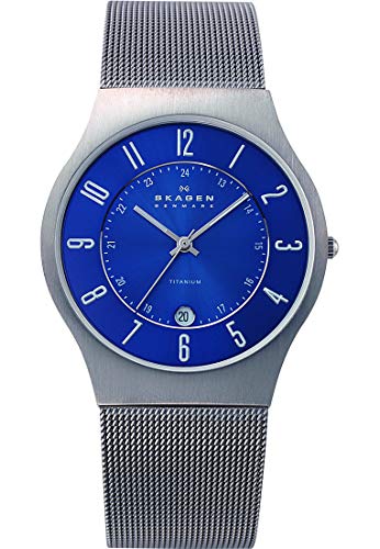 Skagen Men's Sundby Quartz Analog Stainless Steel and Mesh Watch, Color: Blue & Charcoal (Model: 233XLTTN)