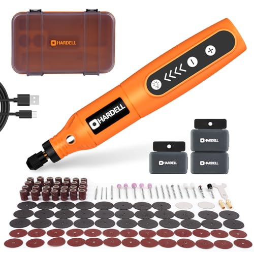 HARDELL Mini Cordless Rotary Tool, 5-Speed and USB Charging with storage case, Multi-Purpose 3.7V Power Rotary Tool for Sanding, Polishing, Drilling, Etching, Engraving, DIY Crafts