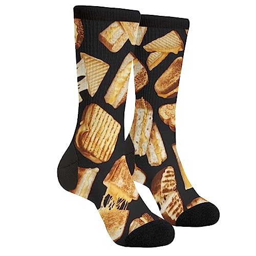Unisex Fun Novelty Crazy Crew Socks Grilled Cheese Dress Socks