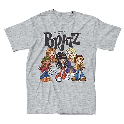 Bratz Mens Original Dolls Shirt - Yasmin, Cloe, Jade, and Sasha Graphic T-Shirt (Heather, Medium)