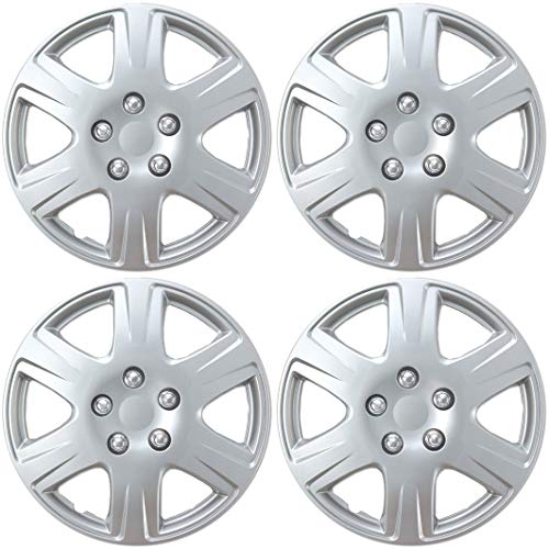BDK HK993 Silver 15' Hubcaps Wheel Covers for Toyota Corolla (15 inch) – Four (4) Pieces Corrosion-Free & Sturdy – Full Heat & Impact Resistant Grade – OEM Replacement, 4 Pack
