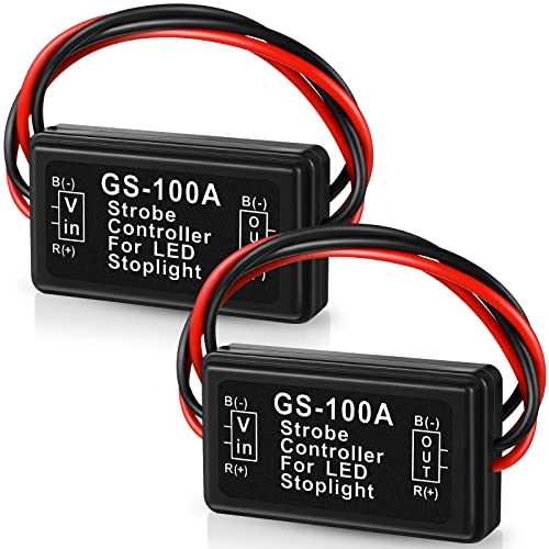 Brake Light Flasher Strobe Brake Light Strobe Tail Light Strobe Brake Flasher LED Flash Module Flash Strobe Controller for Motorcycles Cars Trucks Brake Light Tail Stop Light 12-30 V (2 Pieces)