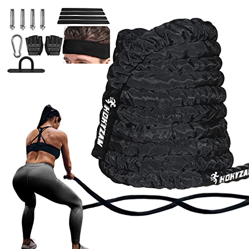 Battle Rope Workout Equipment 30FT Exercise Heavy Weighted Diameter Battle Rope with Protective Cover Exercise Equipment Core Strength Training