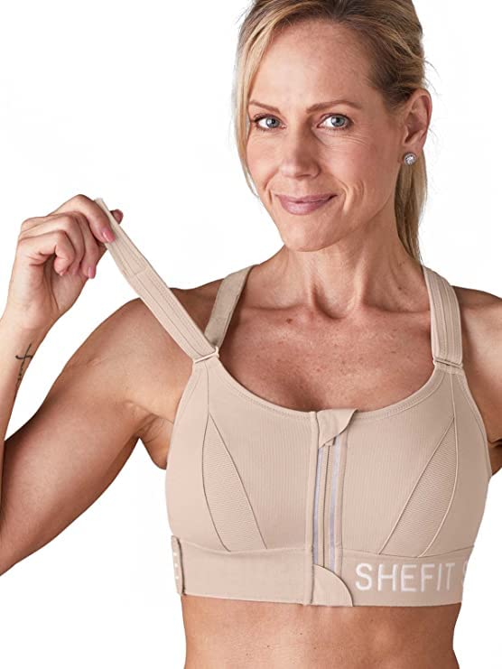 SHEFIT Ultimate Sports Bra for Women, High Impact Sports Bra, Sandstorm, 1X (1 Luxe)