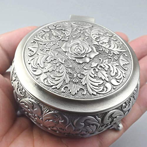 ROSIKING Round Emboss Alloy Metal Music Box Wind Up Antique Jewelry Musical Boxes Christmas Birthday Valentine's Day Gifts Plays Anastasia-Once Upon a December