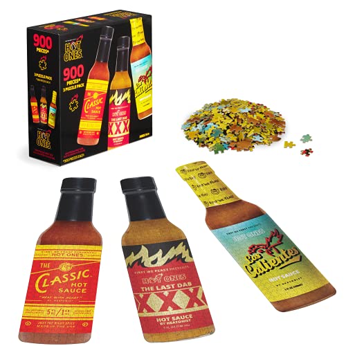 Wilder Games Hot Ones 3 in 1 Puzzle Pack Collection - 900 Piece Jigsaw Puzzle (3 x 300 Piece Bottle Shaped Puzzles)