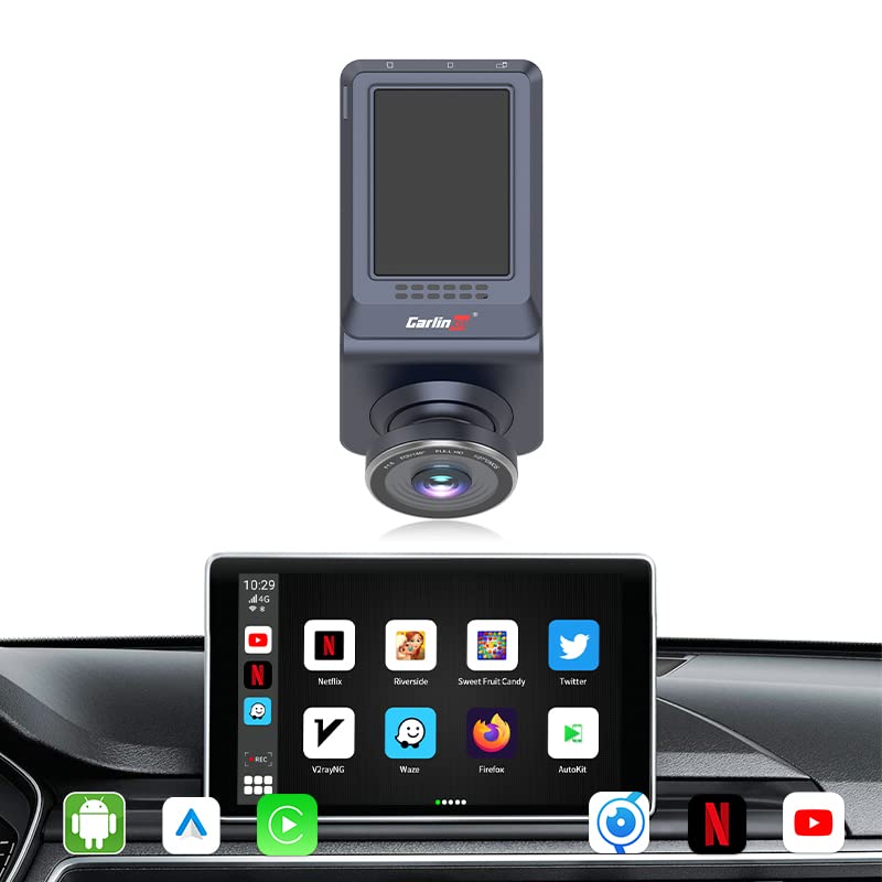 New CarlinKit Ai Box Dash Cam Adapter,8 Core,4+64G,Add Android 9.0 System&Wireless CarPlay&Wireless AA,Only for Car with Wired CarPlay,Built-in GPS,Video Recorder,Support SIM&TF Card Dual Bluetooth