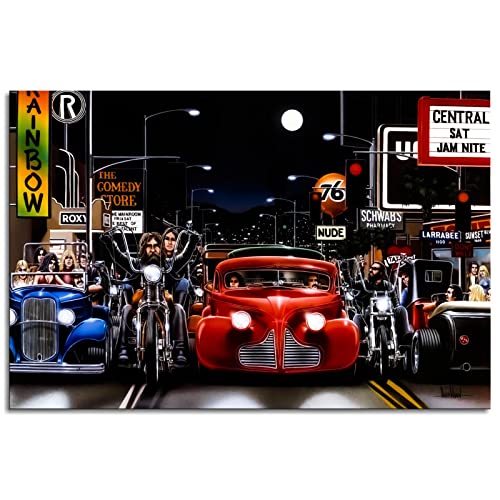 Mnvcyed Sunset Blvd Hell's Angels David Mann Vintage Movie Art Poster Wall Art Canvas Prints Poster For Home Office Decorations Unframed 36'x24'