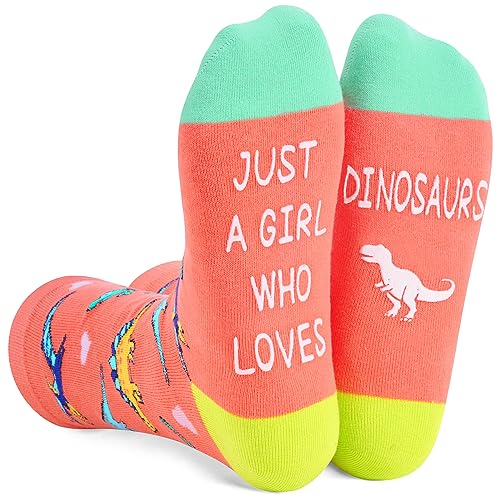 Zmart Funny Dinosaur Gifts for Women Dino Gifts, Novelty Dino Socks for Women Crazy Dinosaur Socks for Girls