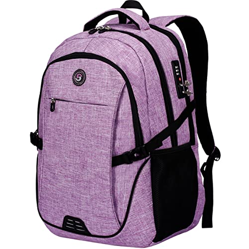 SHRRADOO Anti Theft Laptop Backpack Travel Backpacks with usb Charging Port for Women Men College Backpack Computer Bag Fits 17 Inch Laptop,Purple
