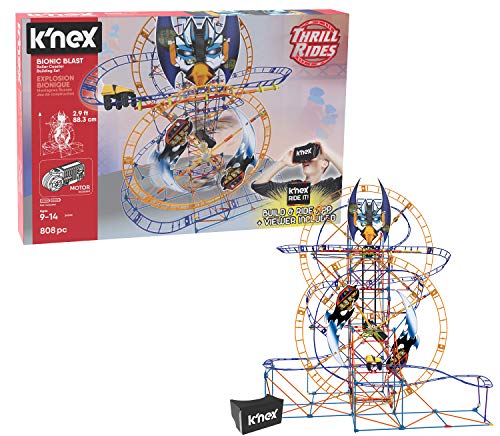 K'NEX Thrill Rides – Bionic Blast Roller Coaster Building Set with Ride It! App – 809Piece – Ages 9+ Building Set