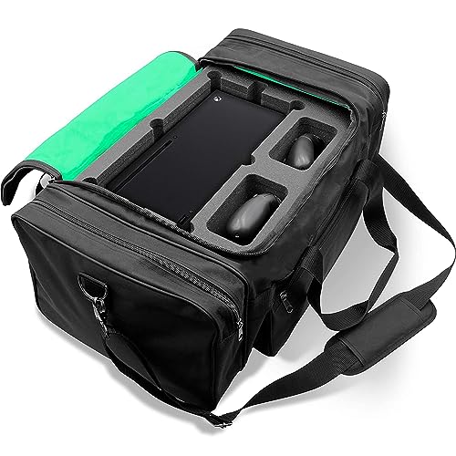 CASEMATIX Drop Proof Travel Case Compatible with Xbox Series X & S Console, Controllers, Games and Other Accessories - Impact-Absorbing Foam Carrying Case with Customized Interior & Shoulder Strap