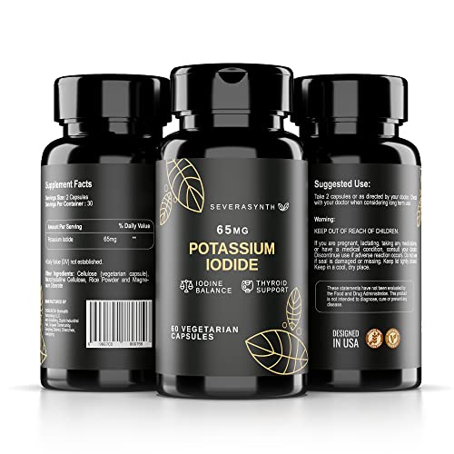SEVERASYNTH Potassium Iodide Tablets 65 mg, Prepper Gear and Supplies for Nuclear Emergencies, Metabolism & Thyroid Support Complex, Iodine & Potassium Supplement for Emergency Water Purification