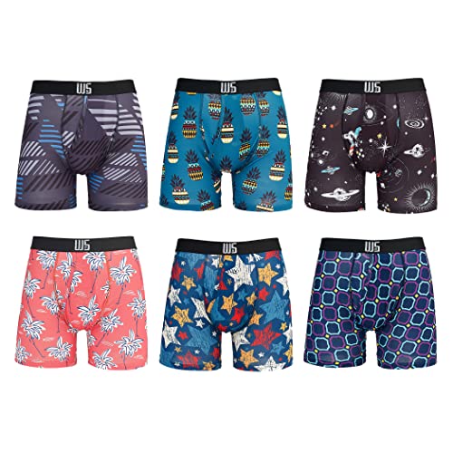 Warriors & Scholars | Mens boxer briefs | Boxer briefs for men pack of 6 | Printed Mens underwear | Mens boxer briefs underwear | Stylish boxer shorts | Mens underwear boxer briefs Pack AM25, Size M