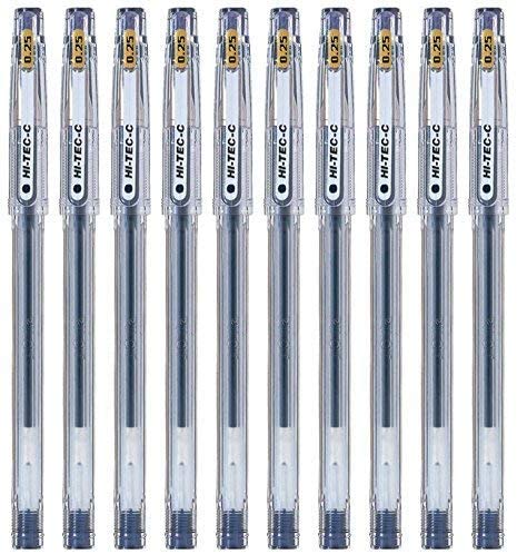 Pilot Hi-Tec-C 025 Gel Ink Pen, Hyper Fine Point 0.25mm, Blue Black Ink, Value Set of 10