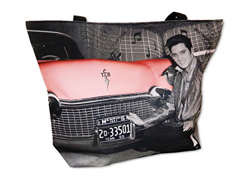 Elvis Presley Tote Bag With Pink Cadillac