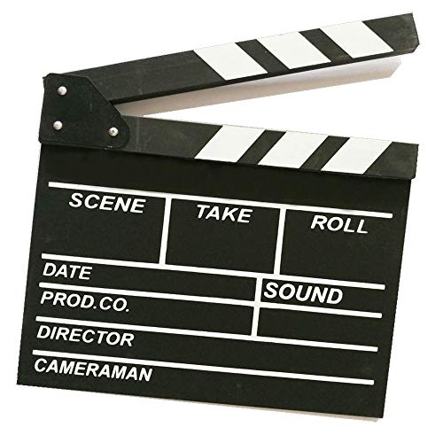 KISEER 12'x11' Movie Film Clap Board Wooden Movie Clapboard Film Clapper Board, Black & White