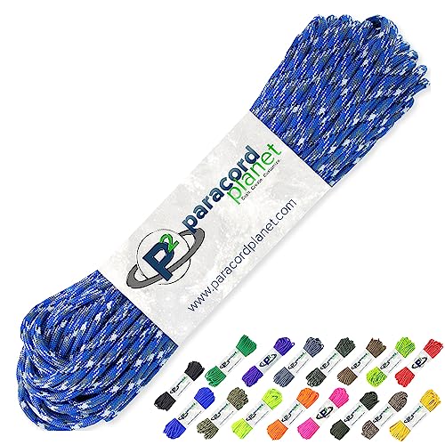 PARACORD PLANET 100' Hanks Parachute 550 Cord Type III 7 Strand Paracord Top 40 Most Popular Colors (Blue Snake)