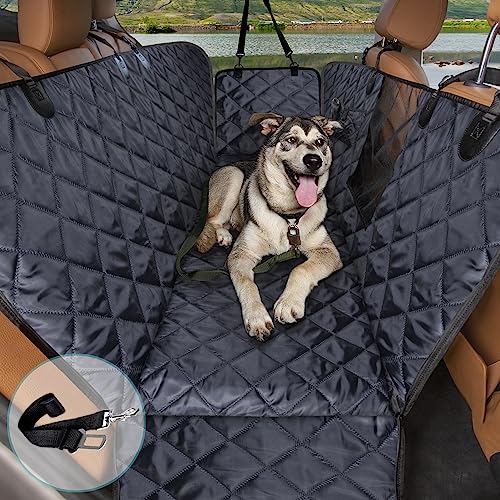 comwish Dog Seat Cover, Waterproof Dog Car Seat Cover for Back Seat with Mesh Window Durable Scratchproof Nonslip Dog Car Hammock with Universal Size Fits for Cars, Trucks & SUVs