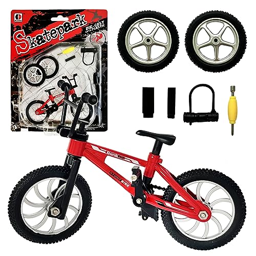 Metal Finger Bike Mountain Bike Toys Functional Kids Finger Bicycle Mini Finger BMX Set Gift for Kid (Red)